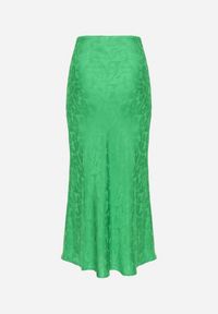Born2be - Zielona Elegancka Spódnica Midi z Gumką w Pasie Falire. Kolor: zielony. Styl: elegancki #4