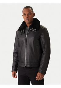 BOSS Kurtka skórzana H-Mupablo 50540917 Czarny Regular Fit. Kolor: czarny. Materiał: skóra