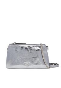 Pinko - PINKO Torebka Double Mini Al 25-26 PLTT 105359 A2OT Srebrny. Kolor: srebrny. Materiał: skórzane #5