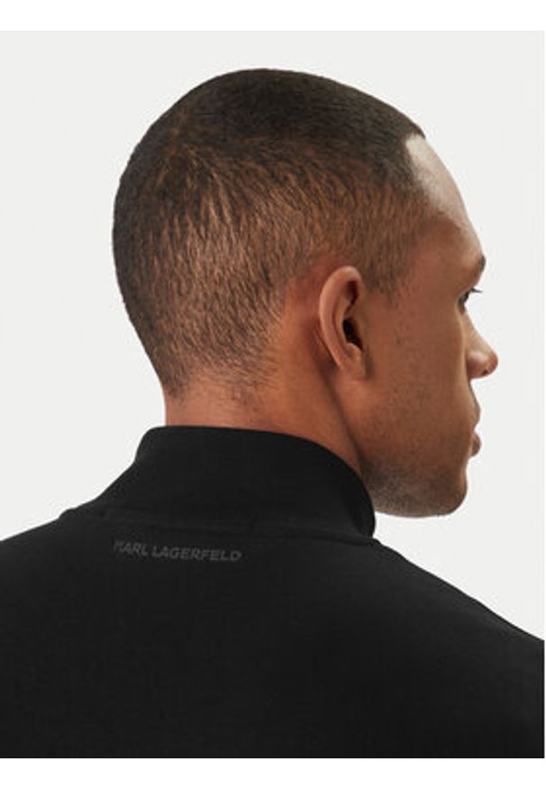 Karl Lagerfeld - KARL LAGERFELD Bluza 705750 500900 Czarny Regular Fit. Typ kołnierza: dekolt w karo. Kolor: czarny. Materiał: bawełna