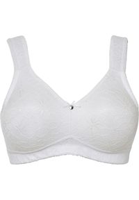 bonprix - Biustonosz odciążający bez fiszbinów z wyściełanymi ramiączkami. Kolor: biały. Materiał: koronka. Wzór: koronka #1