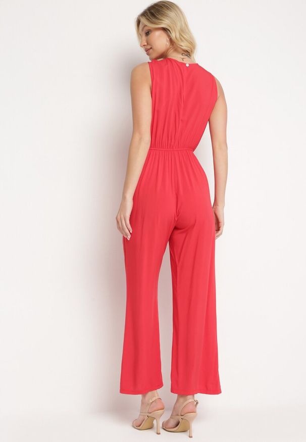 Born2be - Czerwony Kombinezon Hame. Kolor: czerwony. Materiał: wiskoza. Długość rękawa: na ramiączkach. Długość: długie. Styl: elegancki