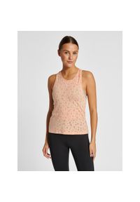 Damski tank top Hummel MT Iris Burnout. Kolor: pomarańczowy. Materiał: jersey, dzianina. Długość rękawa: bez rękawów