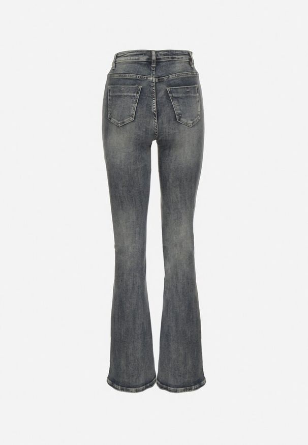 Born2be - Granatowe Jeansy Bawełniane Dzwony z Kieszeniami Divassa. Okazja: na co dzień. Stan: podwyższony. Kolor: niebieski. Sezon: lato. Styl: elegancki, casual