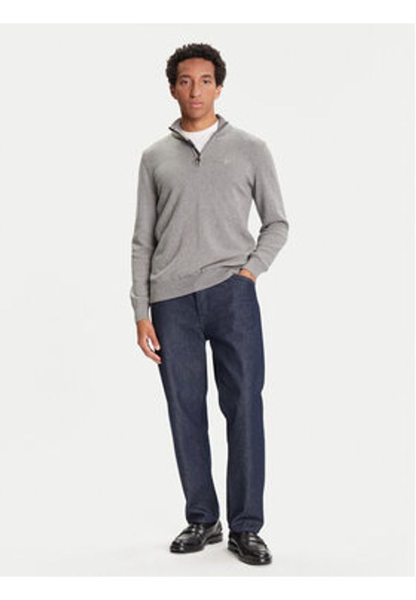 Barbour Sweter Half Zip MKN1074GY52 Szary Regular Fit. Kolor: szary. Materiał: bawełna