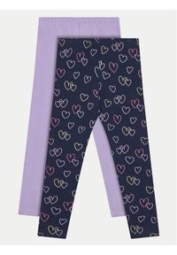 OVS Komplet 2 par legginsów 1970203 Fioletowy Slim Fit. Kolor: fioletowy. Materiał: bawełna