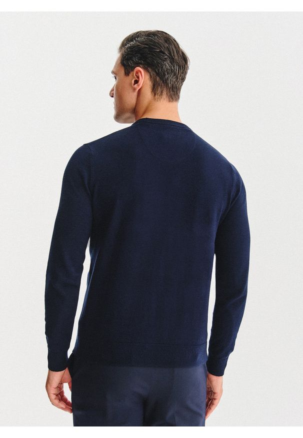 Pako Lorente - PAKO LORENTE – Granatowy bawełniany sweter z kaszmirem. Okazja: na co dzień. Kolor: niebieski, szary. Materiał: bawełna, kaszmir. Sezon: jesień. Styl: casual