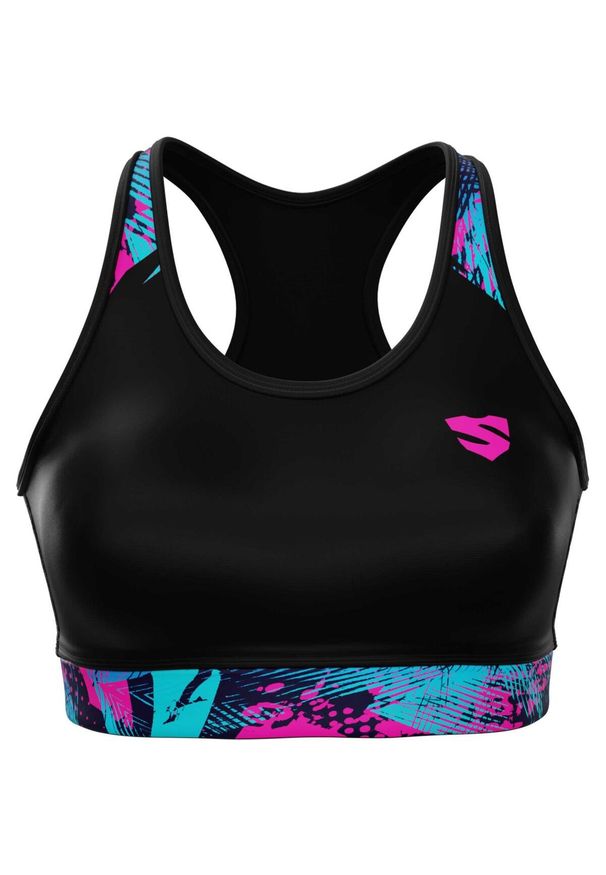 SMMASH - Top fitness damski Smmash Ilumina. Kolor: fioletowy, niebieski, wielokolorowy, czarny. Sport: fitness