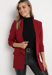 Born2be - Bordowa Marynarka Thaelenia. Kolor: czerwony. Wzór: aplikacja, jednolity. Styl: elegancki #4