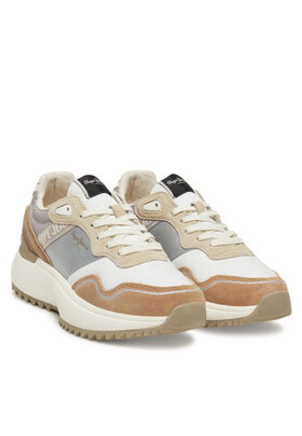 Pepe Jeans Sneakersy Kimi Glam PLS60042 Beżowy. Kolor: beżowy. Materiał: skóra, zamsz