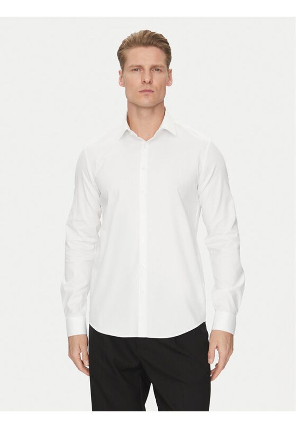 Calvin Klein Koszula K10K114298 Biały Slim Fit. Kolor: biały. Materiał: bawełna, syntetyk