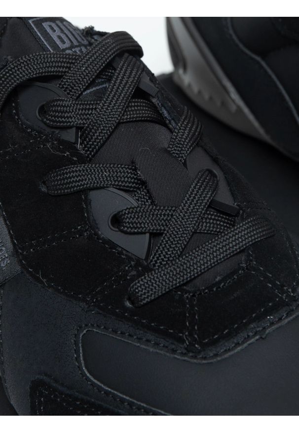 Big-Star - Sneakersy męskie ze skóry naturalnej czarne OO174297 906. Okazja: na co dzień, na spacer. Kolor: czarny. Materiał: skóra ekologiczna, materiał. Sport: turystyka piesza, fitness