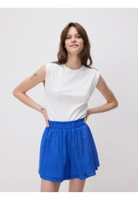 Reserved - Szorty z lnem i wiskozą - niebieski. Kolor: niebieski. Materiał: len, wiskoza