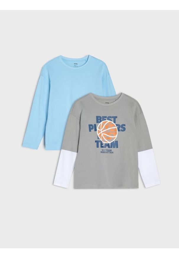 Sinsay - Bawełniana koszulka 2 pack - szary. Kolor: szary. Materiał: bawełna