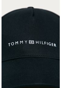 TOMMY HILFIGER - Tommy Hilfiger - Czapka. Kolor: niebieski. Materiał: tkanina, bawełna. Wzór: aplikacja #3