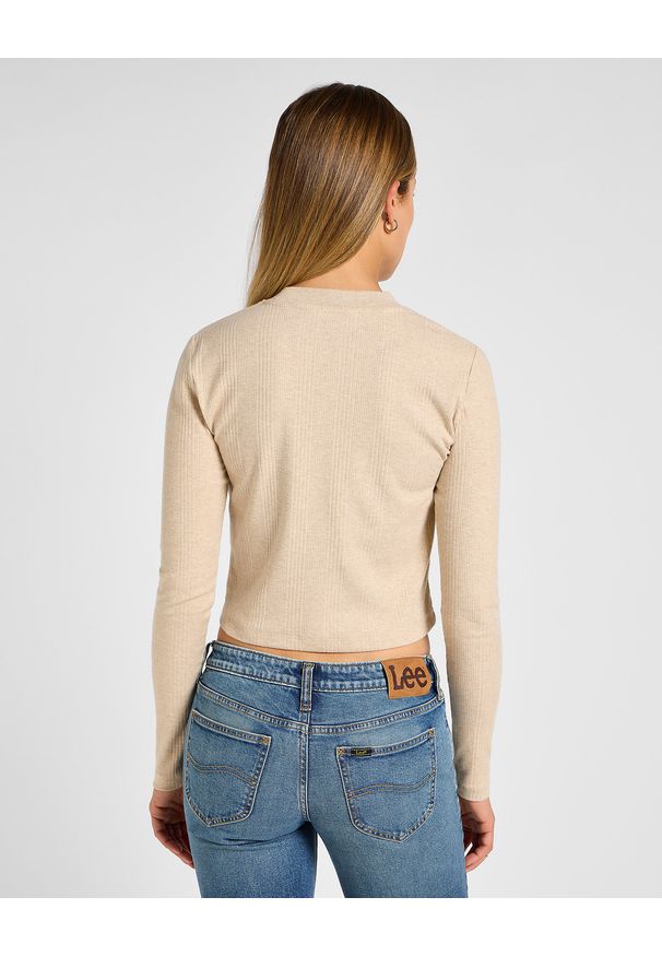 Lee - DAMSKA KOSZULKA LEE LS CROPPED RIB TEE OATMEAL 112355192