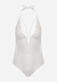 Renee - Białe Body Halter z Koronki z Odkrytymi Plecami i Wiązaniem na Plecach Malitea. Kolor: biały. Materiał: koronka. Wzór: koronka #5