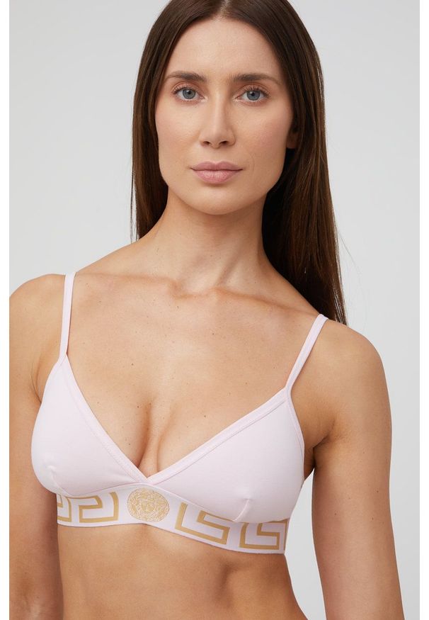 VERSACE - Versace biustonosz kolor różowy gładki. Kolor: różowy. Materiał: dzianina. Wzór: gładki