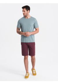 Ombre Clothing - Szorty męskie dresowe przed kolano BASIC – bordowe V3. Okazja: na co dzień. Kolor: czerwony. Materiał: dresówka. Styl: sportowy, casual #8