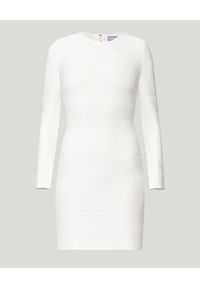 HERVE LEGER - Bandażowa sukienka z długim rękawem. Kolor: biały. Materiał: materiał. Długość rękawa: długi rękaw #7