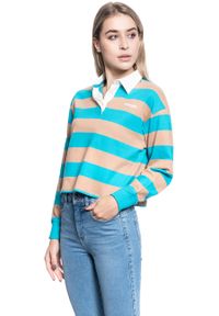 Wrangler - WRANGLER LS CROPPED POLO CARRIBEAN SEA W7Q3-GS-B13. Typ kołnierza: polo