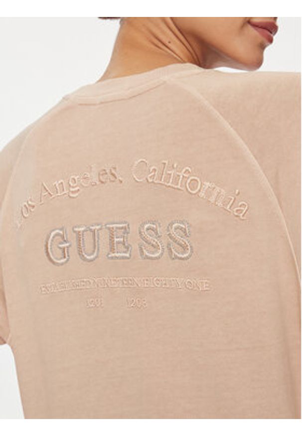 Guess Bluza Circle W4RQ09 KBPV1 Różowy Regular Fit. Kolor: różowy. Materiał: bawełna