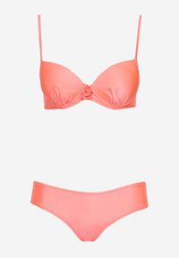 Born2be - Różowe Dwuczęściowe Bikini Biustonosz z Aplikacją Majtki Typu Figi Vikrria. Kolor: różowy. Wzór: aplikacja
