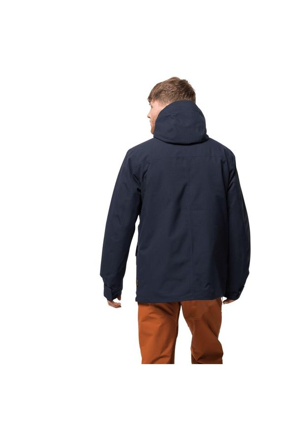 Kurtka Jack Wolfskin west coast. Kolor: niebieski. Materiał: materiał. Sezon: zima. Sport: turystyka piesza