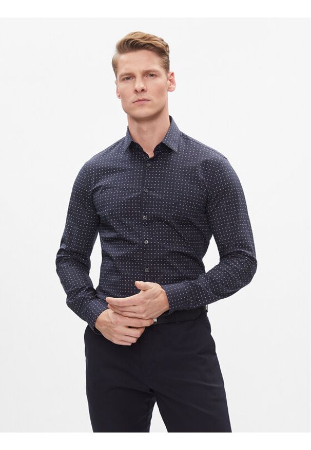 Calvin Klein Koszula K10K112298 Granatowy Slim Fit. Kolor: niebieski. Materiał: bawełna