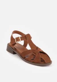 Born2be - Brązowe Sandały VICES w Stylu Retro z Przeplatanymi Paskami Haidanassa. Okazja: na co dzień, do pracy. Zapięcie: pasek. Kolor: brązowy. Materiał: len. Wzór: paski. Sezon: lato. Styl: retro #3