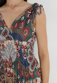Born2be - Ciemnozielona Sukienka Zarena. Kolor: zielony. Długość rękawa: bez rękawów. Typ sukienki: kopertowe. Styl: boho #4