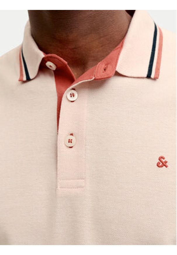 Jack & Jones Polo Paulos 12136668 Pomarańczowy jasny Regular Fit. Typ kołnierza: polo. Kolor: pomarańczowy. Materiał: bawełna