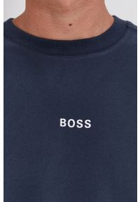 BOSS - Boss Bluza męska kolor granatowy gładka. Okazja: na co dzień. Kolor: niebieski. Materiał: dzianina. Wzór: gładki. Styl: casual