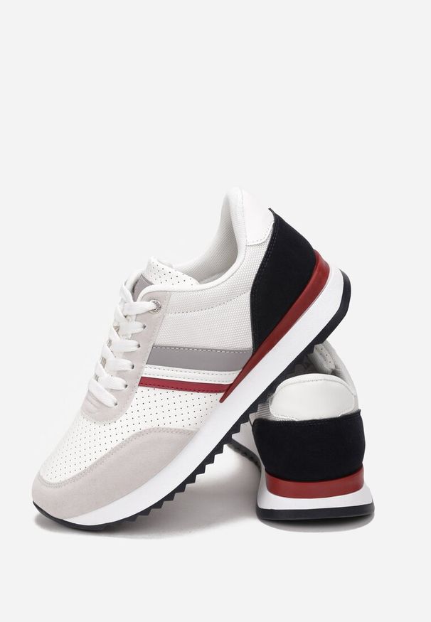 Born2be - Białe Buty Sportowe Phelile. Nosek buta: okrągły. Kolor: biały. Materiał: materiał, nubuk, jeans, syntetyk. Szerokość cholewki: normalna. Wzór: aplikacja, kolorowy