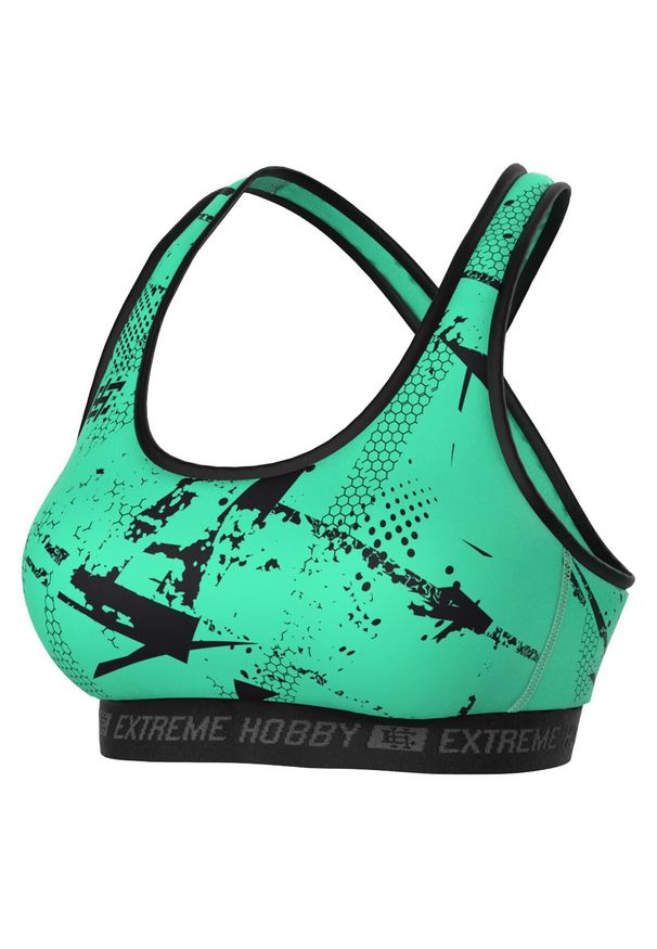 EXTREME HOBBY - Stanik Sportowy Fitness Extreme Hobby NEO. Kolor: zielony. Materiał: poliester, elastan. Sport: fitness