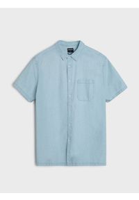 Sinsay - Bawełniana koszula z krótkim rękawem - niebieski. Kolor: niebieski. Materiał: bawełna. Długość rękawa: krótki rękaw. Długość: krótkie #1