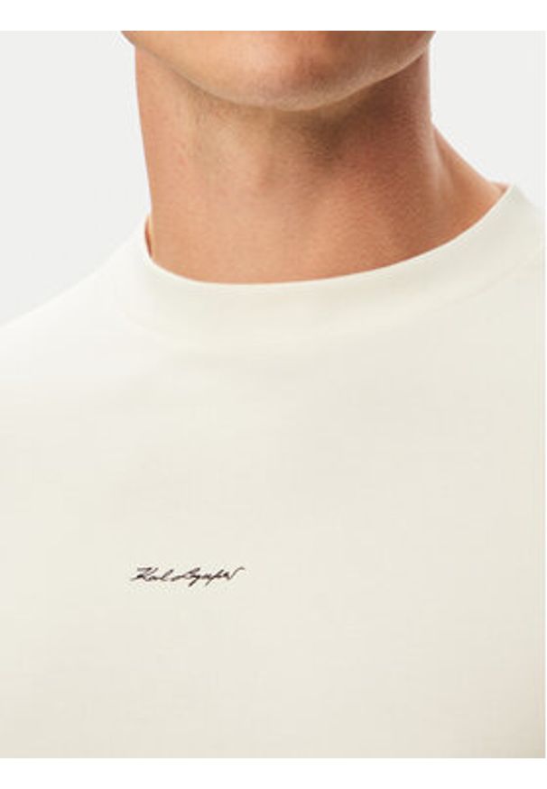 Karl Lagerfeld - KARL LAGERFELD T-Shirt 755037 563221 Biały Regular Fit. Typ kołnierza: dekolt w karo. Kolor: biały. Materiał: bawełna