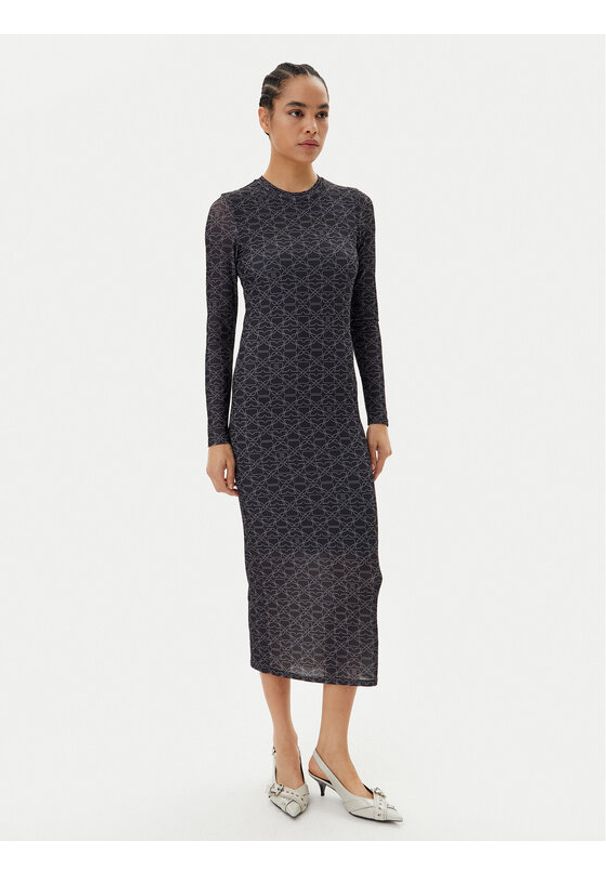 Hugo - HUGO Sukienka codzienna Nastan 50542400 Czarny Slim Fit. Okazja: na co dzień. Kolor: czarny. Materiał: syntetyk. Typ sukienki: proste. Styl: casual