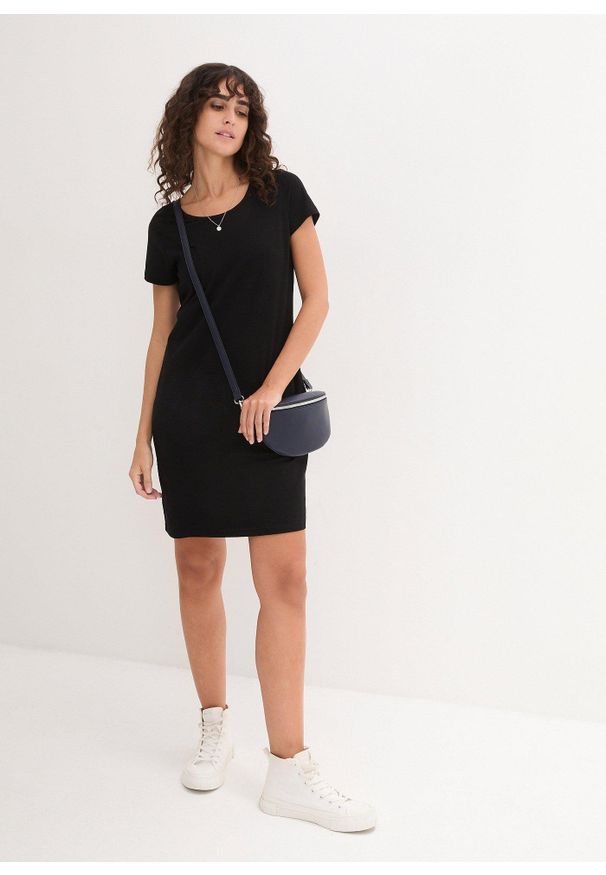 bonprix - Sukienka z dżerseju z bawełny organicznej ze stretchem. Kolor: czarny. Materiał: jersey, bawełna