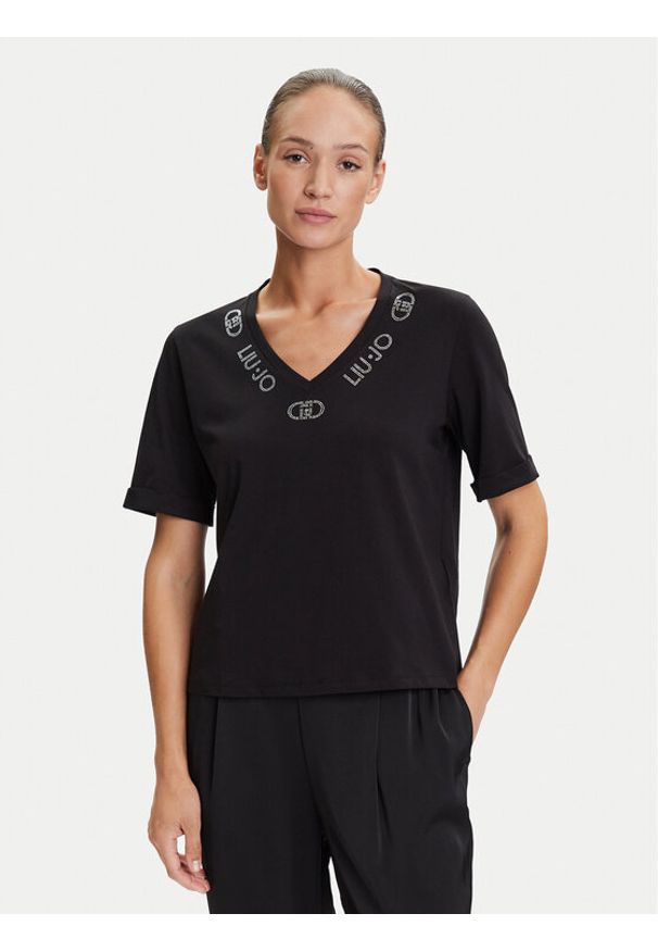 Liu Jo Sport T-Shirt TF5143 JS003 Czarny Regular Fit. Kolor: czarny. Materiał: bawełna. Styl: sportowy