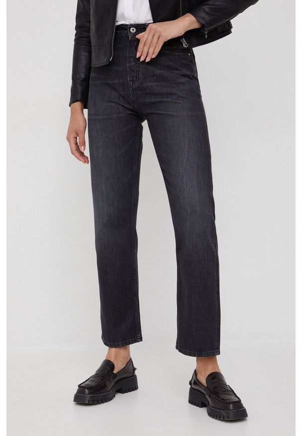 Pepe Jeans jeansy damskie. Stan: podwyższony. Kolor: czarny
