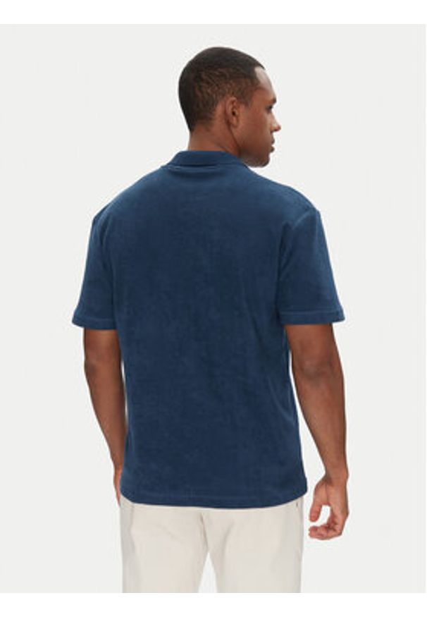 BOSS Polo Pe_Doubletowel 50539869 Granatowy Relaxed Fit. Typ kołnierza: polo. Kolor: niebieski. Materiał: bawełna