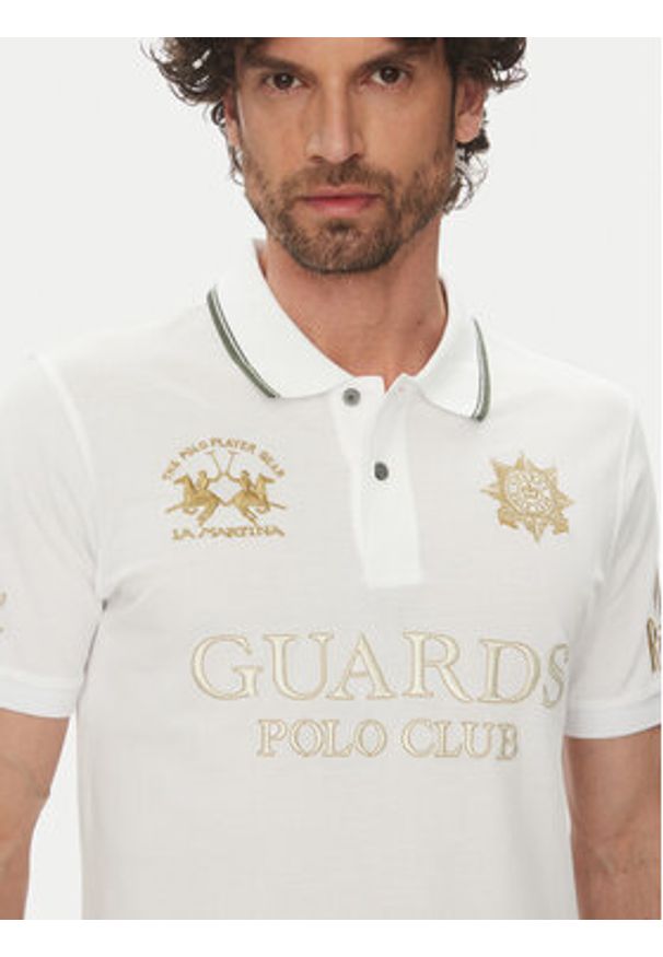 La Martina Polo Achille MAPG30 PK097 Biały Regular Fit. Typ kołnierza: polo. Kolor: biały. Materiał: bawełna