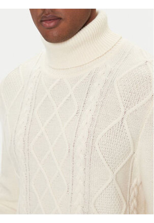 TOMMY HILFIGER - Tommy Hilfiger Golf MW0MW40914 Écru Regular Fit. Typ kołnierza: golf. Materiał: wełna