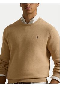 Polo Ralph Lauren Sweter 710918163502 Beżowy Regular Fit. Typ kołnierza: polo. Kolor: beżowy. Materiał: bawełna #5