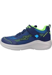 skechers - Buty do chodzenia dla dzieci Skechers Hyper Blitz. Zapięcie: rzepy. Kolor: niebieski. Materiał: materiał, syntetyk. Szerokość cholewki: normalna. Sport: turystyka piesza