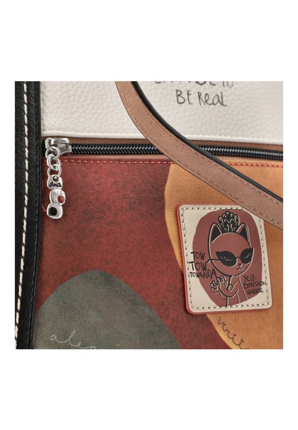 Pomarańczowa Torebka Anekke Elegancka Shopperka Damska Seria Alma. Kolor: pomarańczowy. Wzór: aplikacja. Dodatki: z breloczkiem. Styl: elegancki. Rodzaj torebki: na ramię