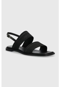Calvin Klein sandały SQUARED SANDAL HE damskie kolor czarny HW0HW01496. Zapięcie: klamry. Kolor: czarny. Materiał: materiał, skóra, guma, włókno #5