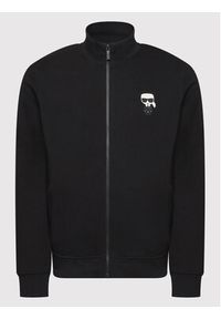 Karl Lagerfeld - KARL LAGERFELD Bluza Sweat Zip 705895 500900 Czarny Regular Fit. Typ kołnierza: dekolt w karo. Kolor: czarny. Materiał: bawełna #5