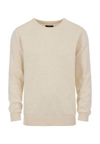 Ochnik - Biały sweter męski z logo. Kolor: biały. Materiał: bawełna